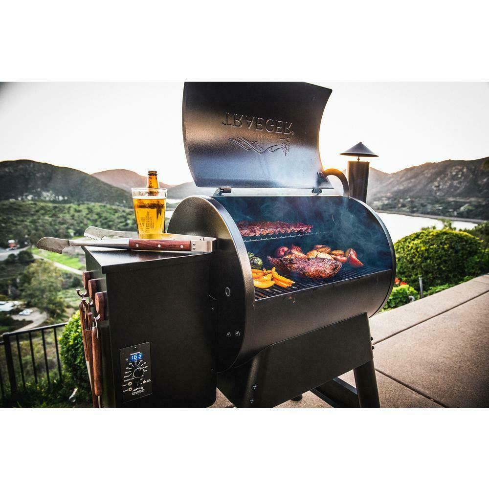 Pellet Grill Porcelain-Coated Steel Grease Pan Copper Wheels Bronze