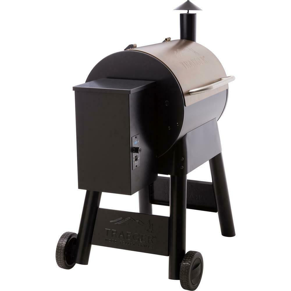 Pellet Grill Porcelain-Coated Steel Grease Pan Copper Wheels Bronze