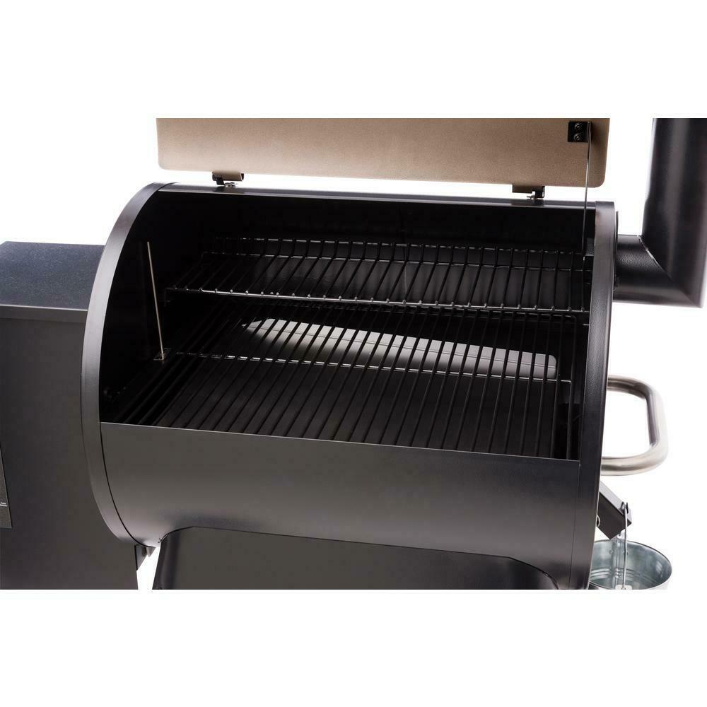 Pellet Grill Porcelain-Coated Steel Grease Pan Copper Wheels Bronze