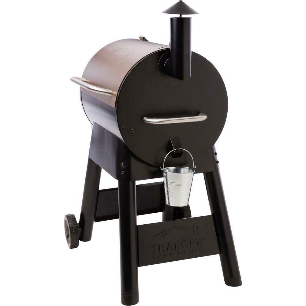Pellet Grill Porcelain-Coated Steel Grease Pan Copper Wheels Bronze