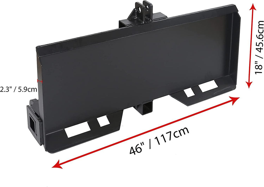 Universal 3 Point Attachment Adapter Adjustable Width Lift Arms From 8" to 43" For Skid Steer Trailer Hitch Front Loader Case
