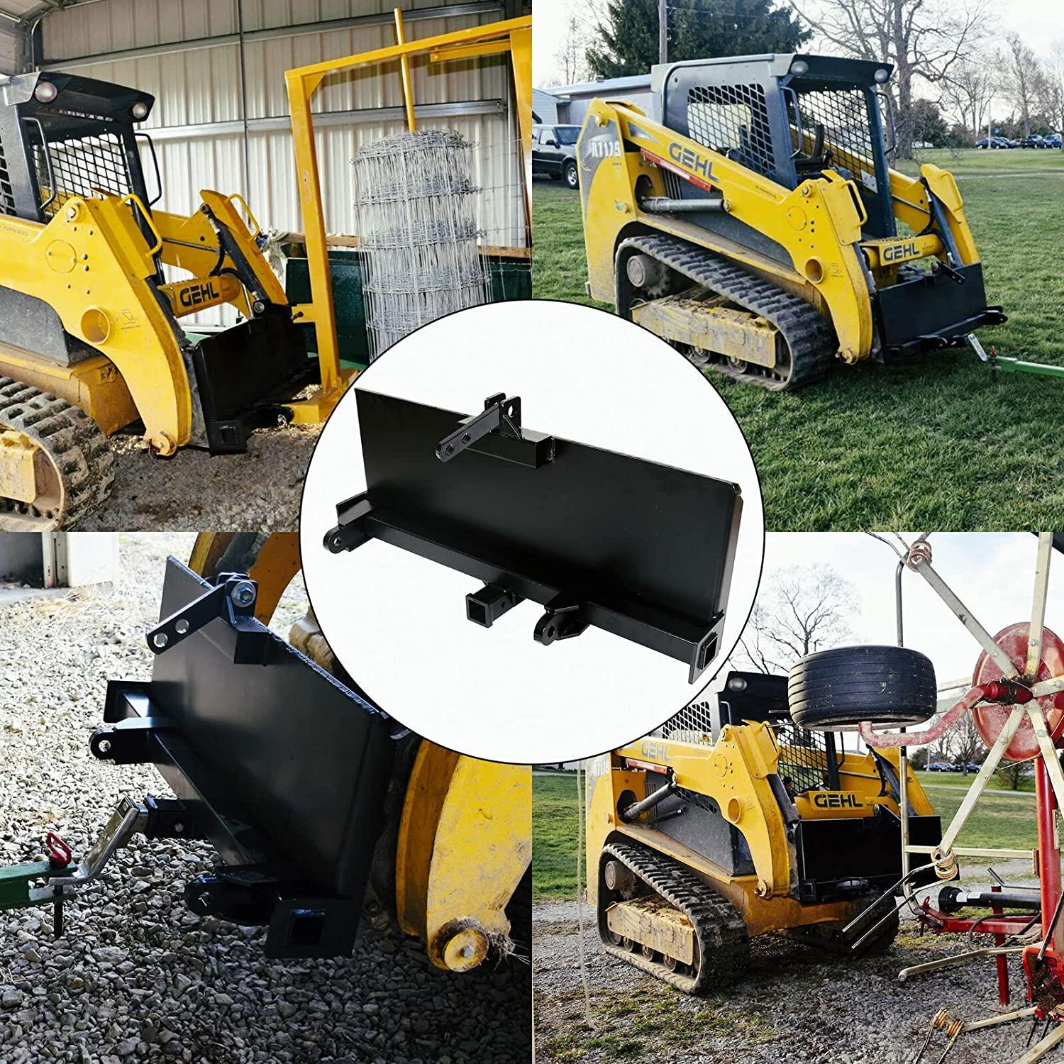 Universal 3 Point Attachment Adapter Adjustable Width Lift Arms From 8" to 43" For Skid Steer Trailer Hitch Front Loader Case