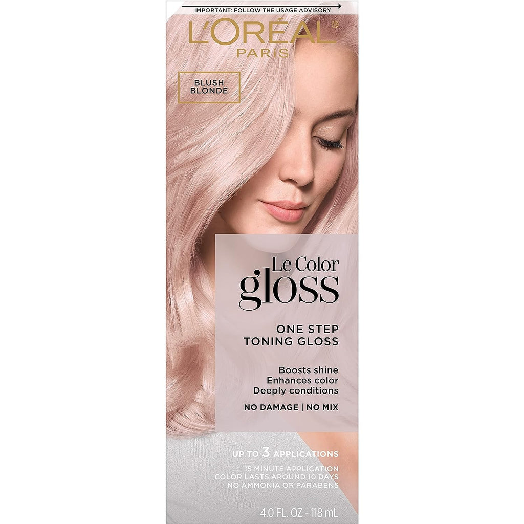 L’Oréal Paris Le Color Gloss One Step In-Shower Toning Hair Gloss, Neutralizes Brass, Conditions &amp; Boosts Shine, Blush Blonde, 4 fl oz