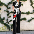 Women Chic Fashion Art Abstract Print Jumpsuit