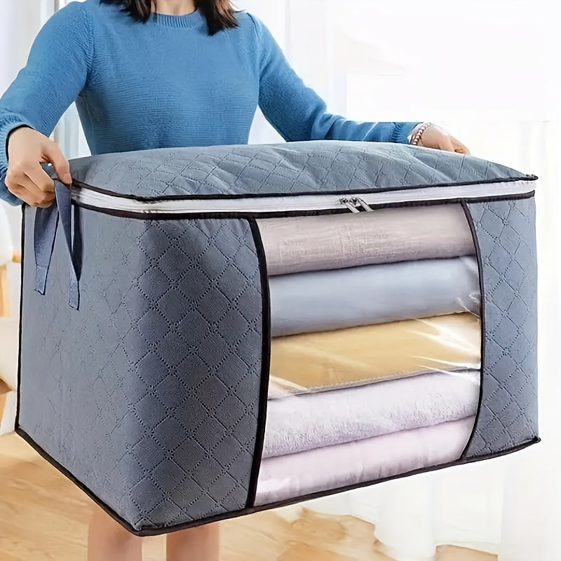 LarClothes StoraBag, Clothes Organizer With Handle &amp; Clear Window, StoraBins Containers For Comforters &amp; Blankets
