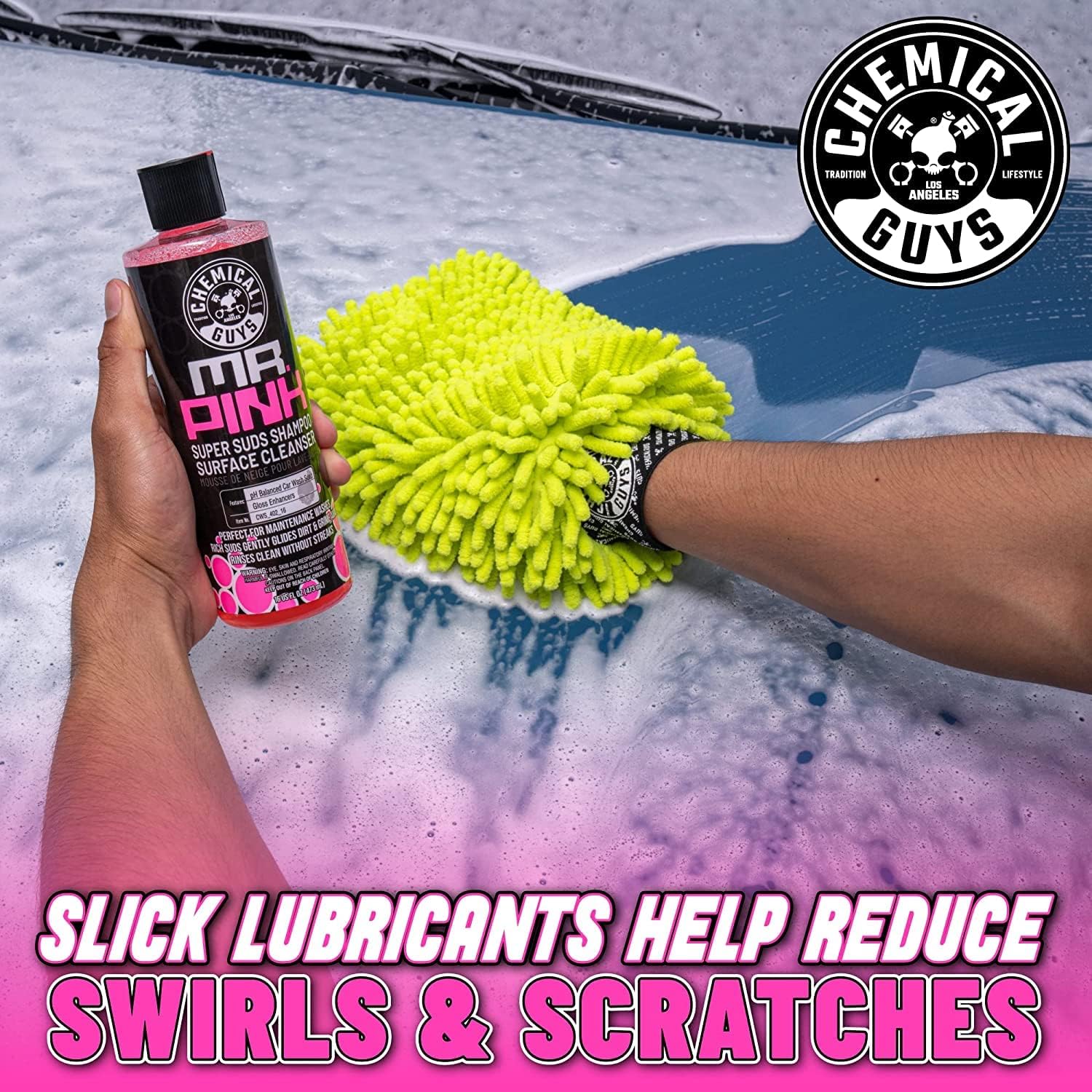 Chemical Guys CWS_402 Mr. Pink Car Wash Soap &amp; Refill Kit, 2 Bottles - (1) 16 oz and (1) Gallon (Works with Foam Cannons, Foam Guns or Bucket Washes) Safe for Cars, Trucks, Motorcycles, &amp; More, 144 oz