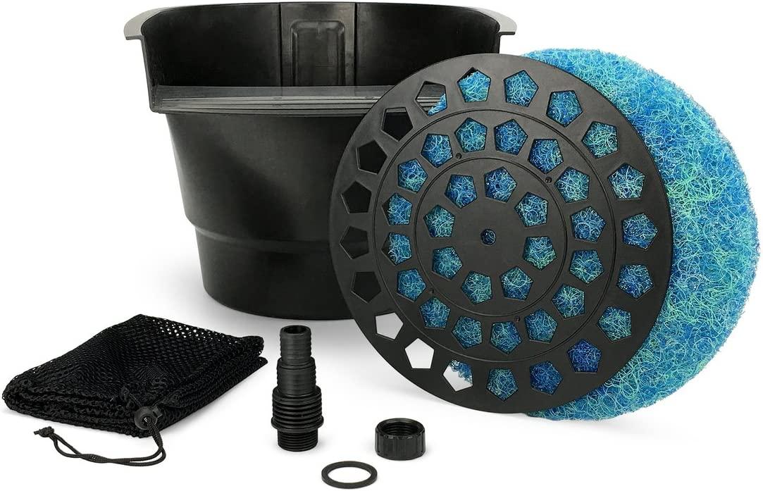 Aquascape Pond Filter and Waterfall Spillway, Efficient Mechanical and Biological Filtration, Compact | 77020,Black