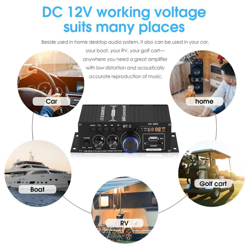 High Quality 1 Set 800W 2 Channel BT Mini HIFI Power Amplifier Audio Stereo Amp Home Car FM