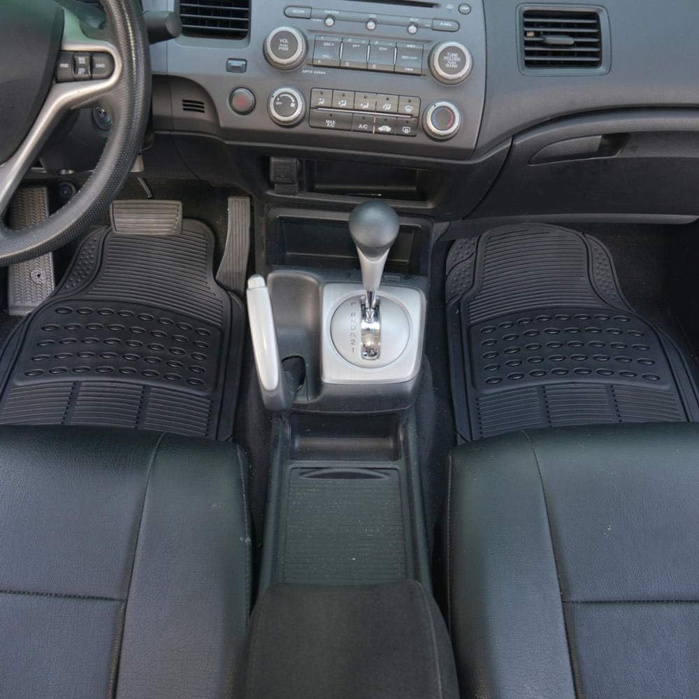 BDK Original ProLiner 2 Piece Front Heavy Duty Front &amp; Rear Rubber Floor Mats for Car SUV Van &amp; Truck, Black - All Weather Floor Protection Fits Most Vehicles
