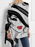 Ladies character abstract art print T-shirt
