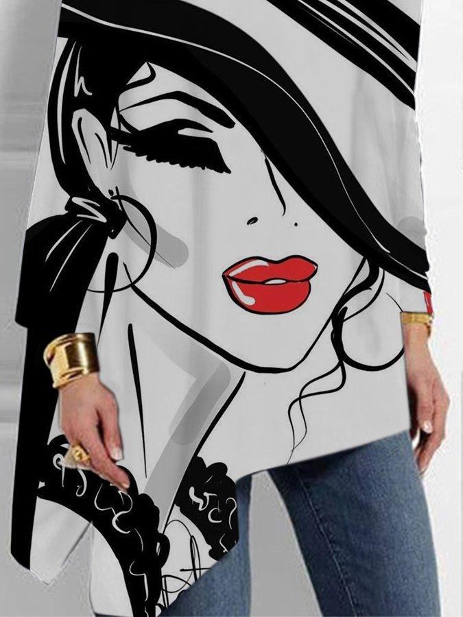Ladies character abstract art print T-shirt