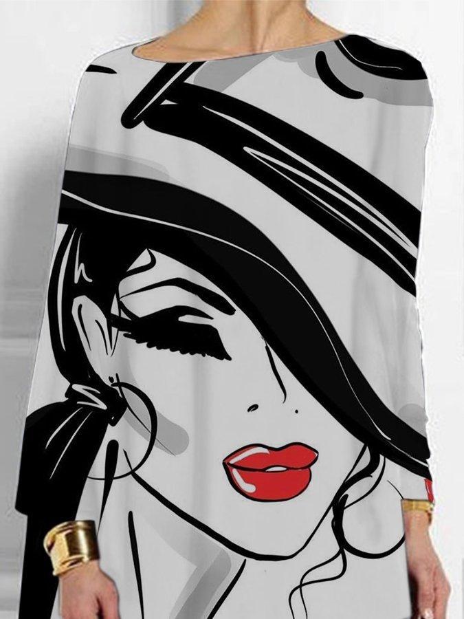 Ladies character abstract art print T-shirt