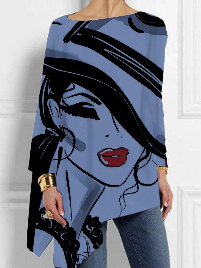 Ladies character abstract art print T-shirt