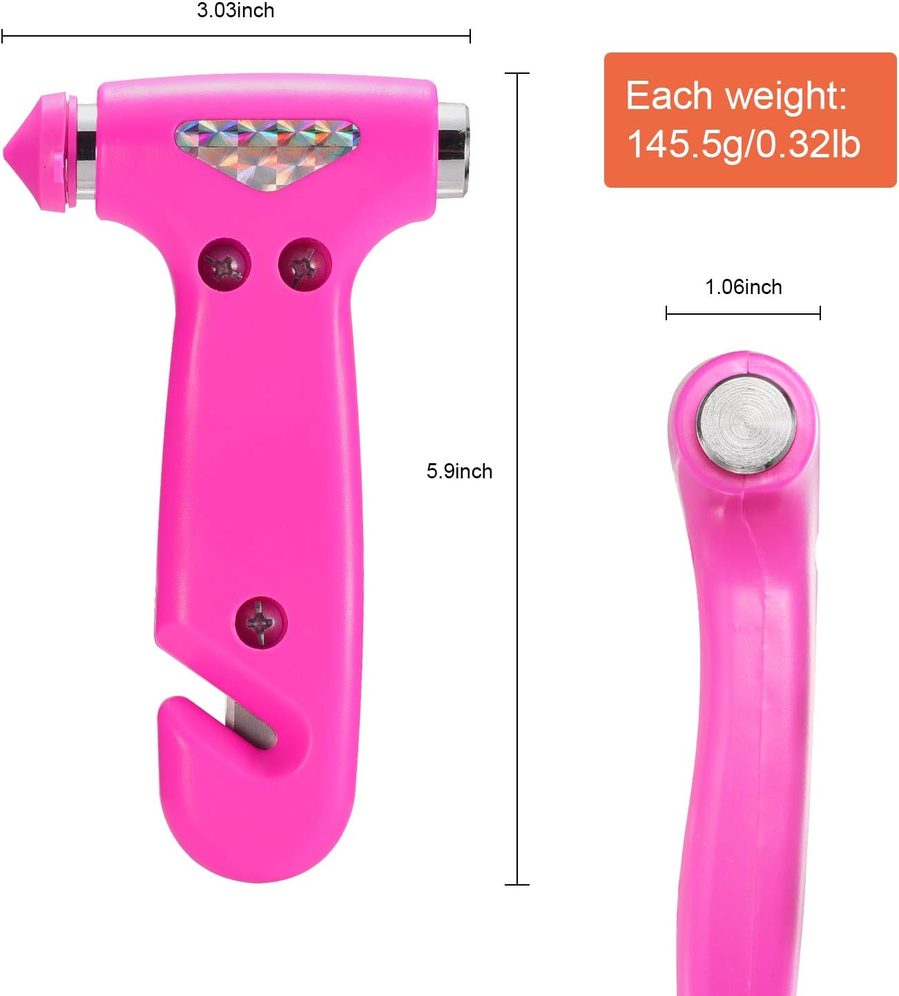 THINKWORK Car Safety Hammer for Teen Girl and Lady's Gifts, 2 Pack Three-in-One Emergency Escape Tool with Window Breaker and Seat Belt Cutter, Safety Emergency Car Escape Tool for Family, Children.