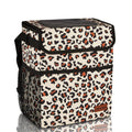 SIBOFUEGO Cute Car Trash Can with Lid - Leak Proof Car Trash Bag Hanging Waterproof Car Garbage Can with Storage Pockets Multipurpose Collapsible Car Organizer (Leopard Print)