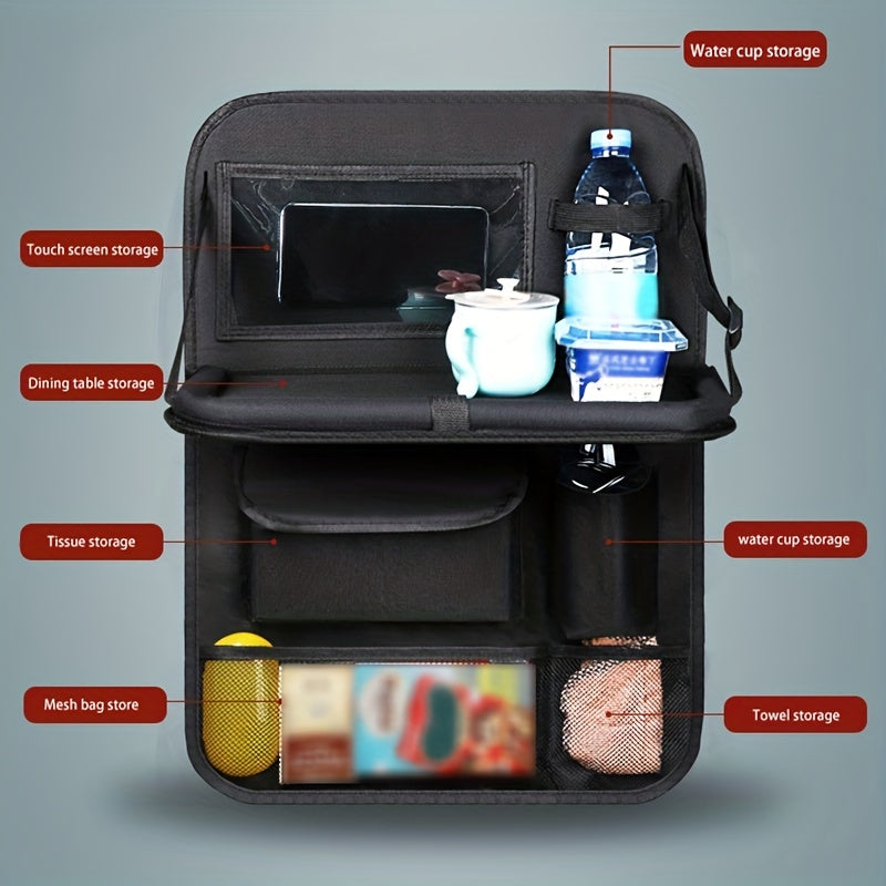 1pc Car Back Seat Organizer, StoraPockets Kick Mats Car Back Seat Protectors Tissue Box Cup Holder Laptop Table Car Eating Tray For ParOnly