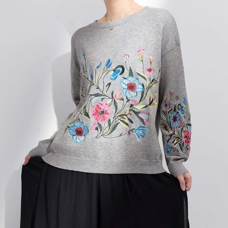 loose embroidered sweater