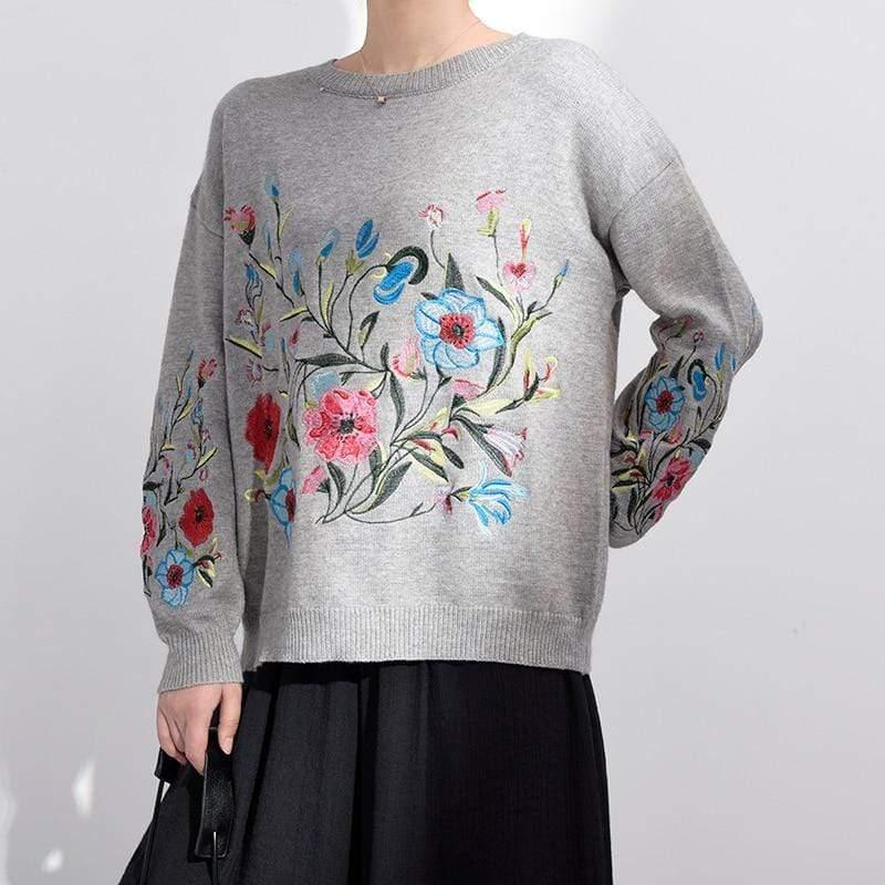 loose embroidered sweater