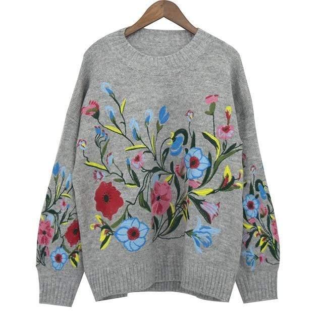 loose embroidered sweater