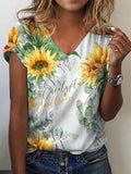 Women causal flower print design with short sleeves top