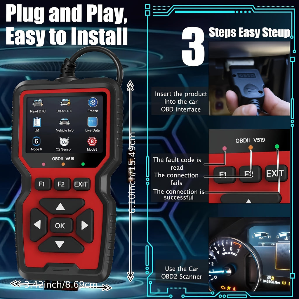 V519 Custom Universal Car OBD II Diagnostic Scanner Car Fault Detector Diagnostic Scanner