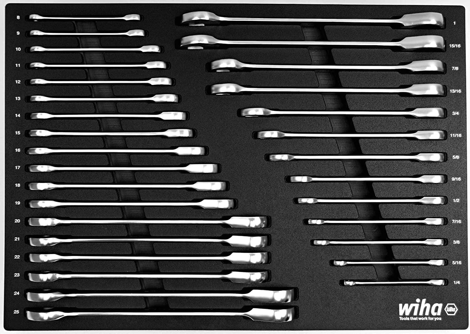 Wiha 30392 | 31 Piece Ratcheting Wrench Tray Set - SAE and Metric