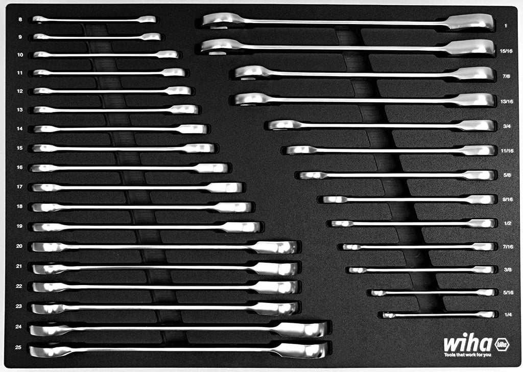 Wiha 30392 | 31 Piece Ratcheting Wrench Tray Set - SAE and Metric