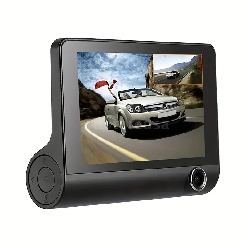 3 Lens Dash Camera, 4'' Touch IPS Screen Car Video Recorder, 1080P +720P+720P