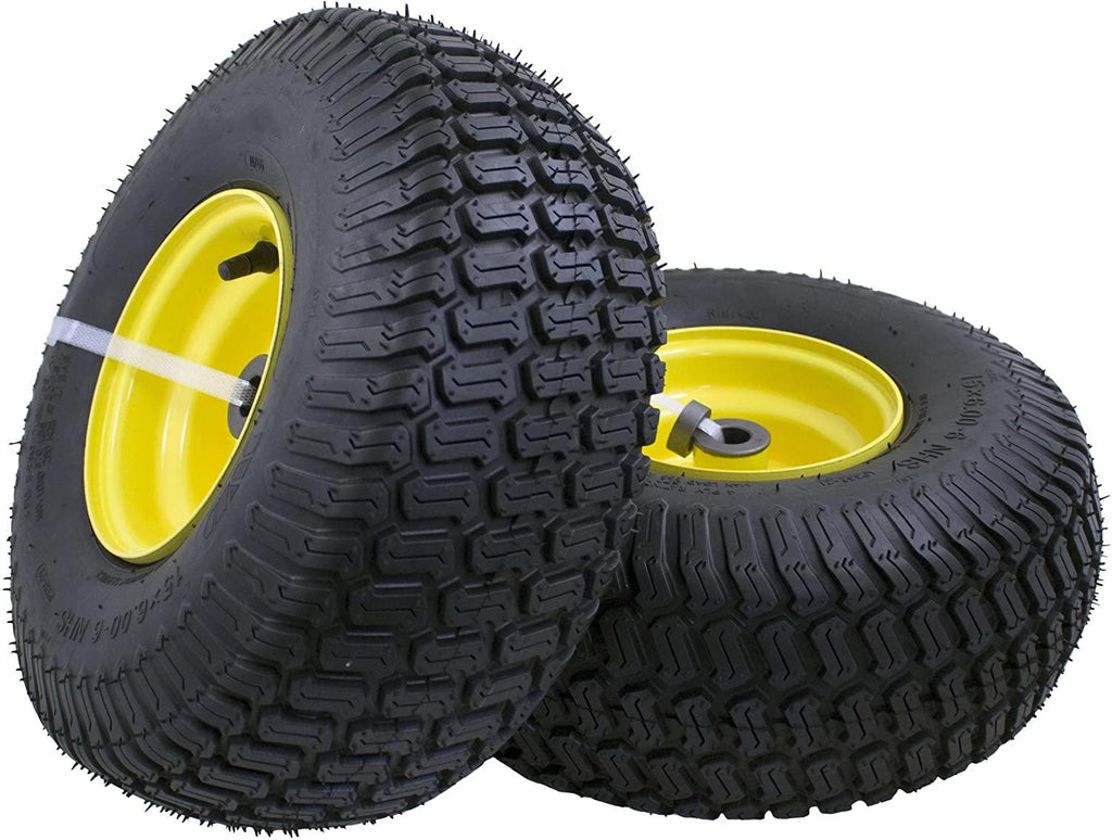 15x6.00-6" Front Tire Assembly Replacement for 100 and 300 Series John Deere Riding Mowers - 2 pack