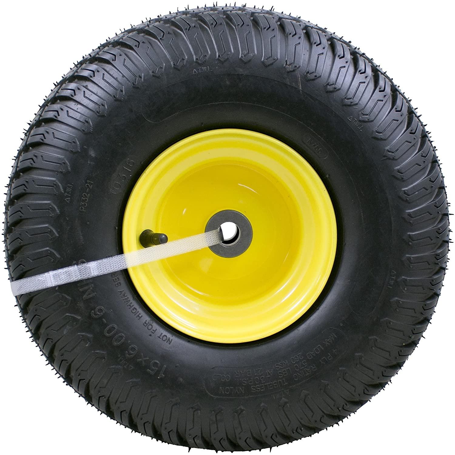 15x6.00-6" Front Tire Assembly Replacement for 100 and 300 Series John Deere Riding Mowers - 2 pack