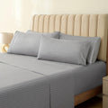 LuxClub Striped Sheets Set, 4 PC Striped Bed Sheets Set Twin Size for Boys and Girls, Deep Pockets 18" Eco Friendly Wrinkle Free Kids Fitted Sheets Machine Washable Hotel Bedding (Twin XL, Light Grey)