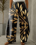 women cotton pure color pocket printing pants
