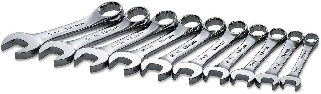 SK Hand Tools 86240 10pc Stubby Metric Wrench Set 10mm-19mm